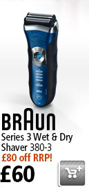 £80 off the RRP of Braun Series 3 Wet & Dry 380-3 Shaver
