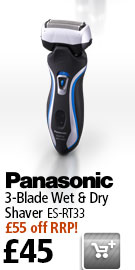£55 off RRP of the 3-Blade Panasonic Wet & Dry ES-RT33 Shaver