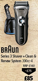 Braun Series 3 Shaver 390cc-4 with Clean&Renew System, now £85