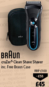 Braun Cruzer 5 Clean Shave Shaver and Travel Case, £45
