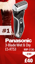 Panasonic 3-blade Wet & Dry Shaver, ES-RT53, now only £40