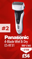 Panasonic 4-Blade Wet and Dry Shaver, ES-RF31, now £56