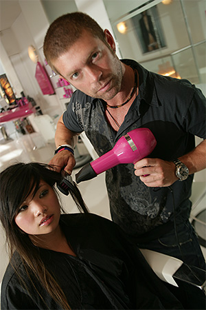 Lee Stafford in his salon, unretouched